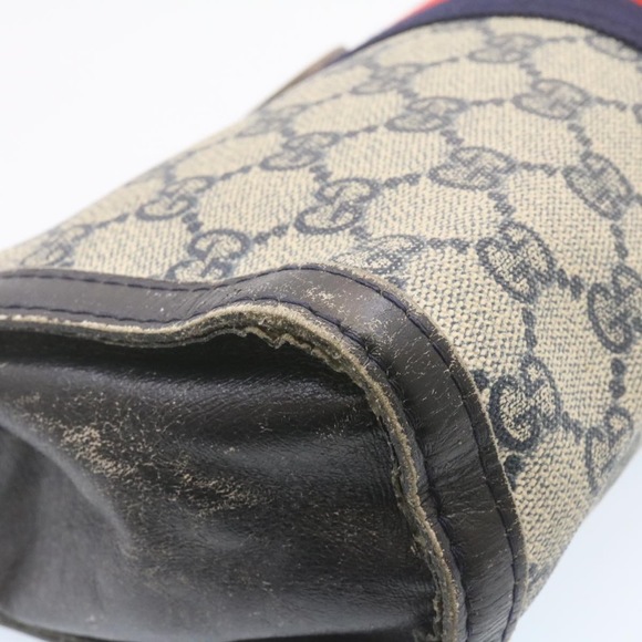 GUCCI Sherry Line GG Canvas Clutch Bag Navy Red Auth ai590 - Picture 9 of 16